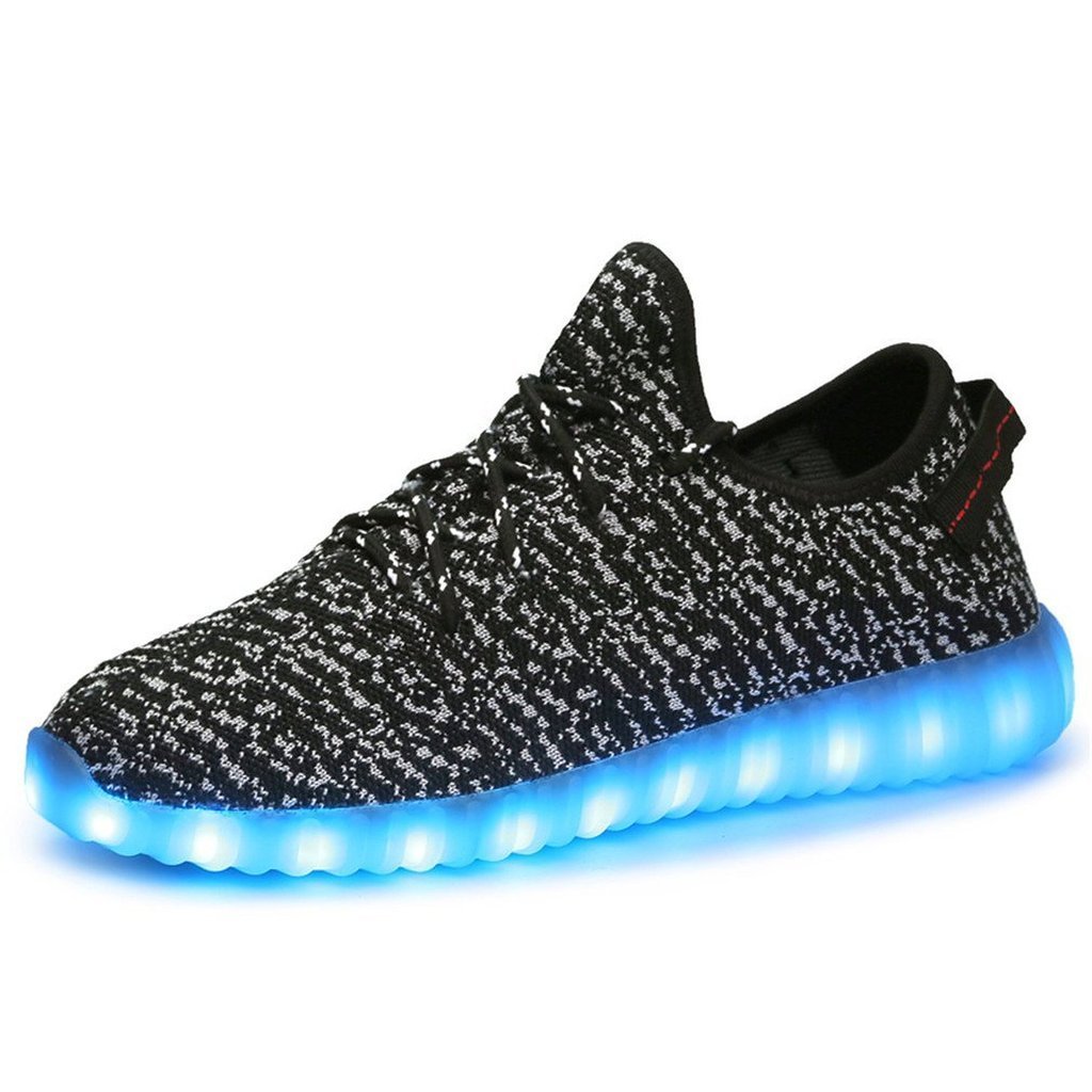 [2016 New Release] PADGENE® Unisex USB Charger LED Lights [7 Colors] Luminous Shoes Lace Up Trainers Sportswear Casual Sneaker Couples Shoes